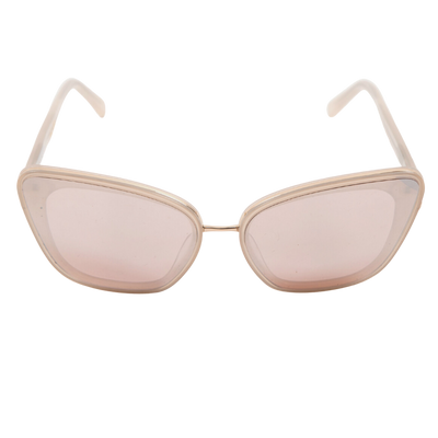 Mella sunglasses, kyst eye, cats eye silhouette, champagne frame, pink lenses, wide face fit