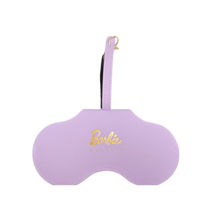 Lavender Barbie x Sol Kyst sunglasses case - front view.
