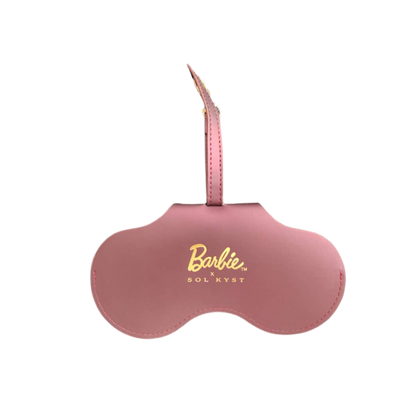 Mauve Barbie x Sol Kyst sunglasses case - front view.
