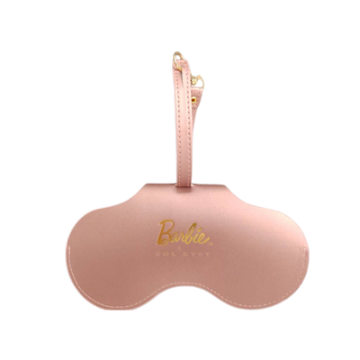 Beige Barbie x Sol Kyst sunglasses case - front view.