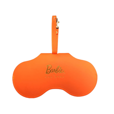 Orange Barbie x Sol Kyst sunglasses case - front view.