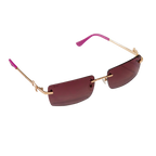 Barbie women's rimless sunglasses with pink tinted lenses and gold frame.