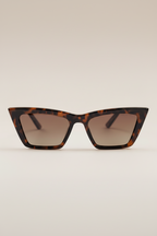 women's trapezoid sunglasses with tortoise frame and orange gradient lenses - front view.