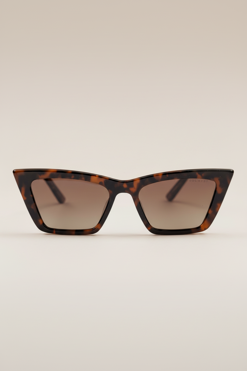 women's trapezoid sunglasses with tortoise frame and orange gradient lenses - front view.