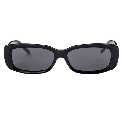 sunglasses, rectangle silhouette, black frame, black lens, wide face sunglasses