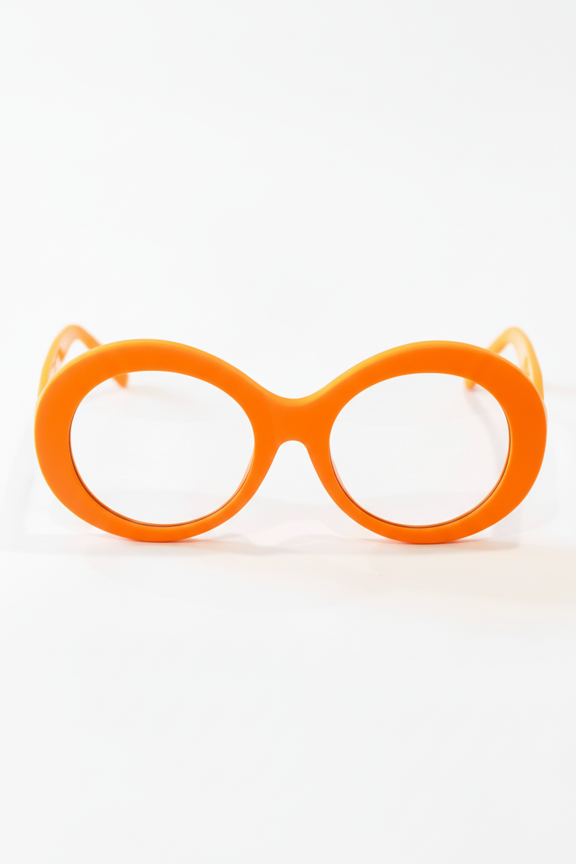 Orange eyeglasses on a white background