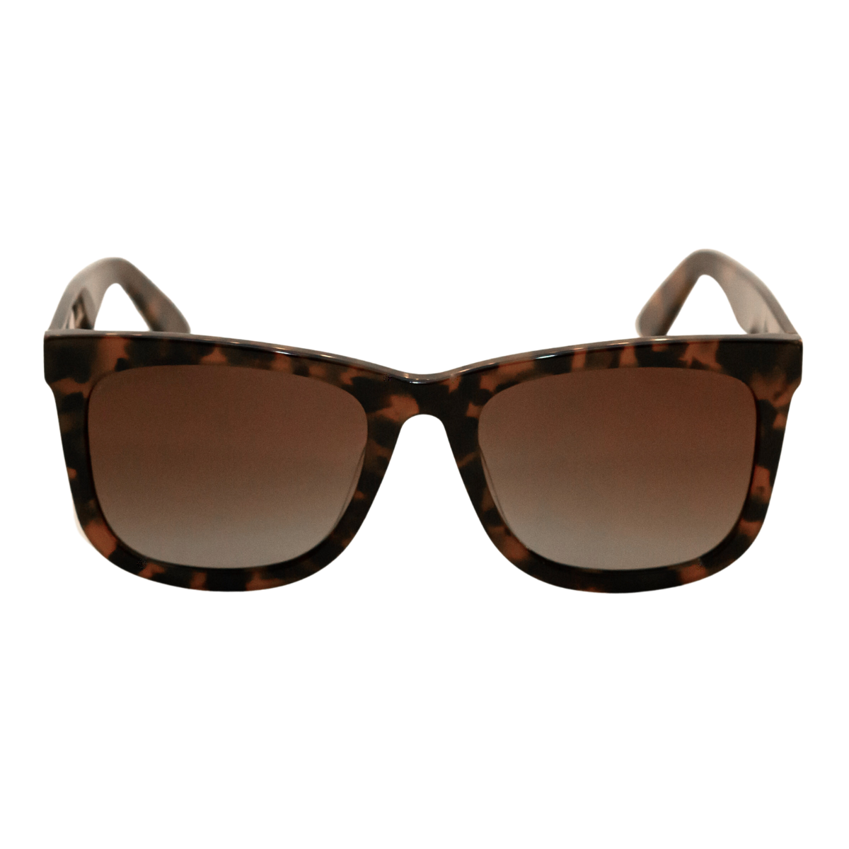 sunglasses, wayfarer silhouette, tort frame, smokey brown lens, wide face sunglasses