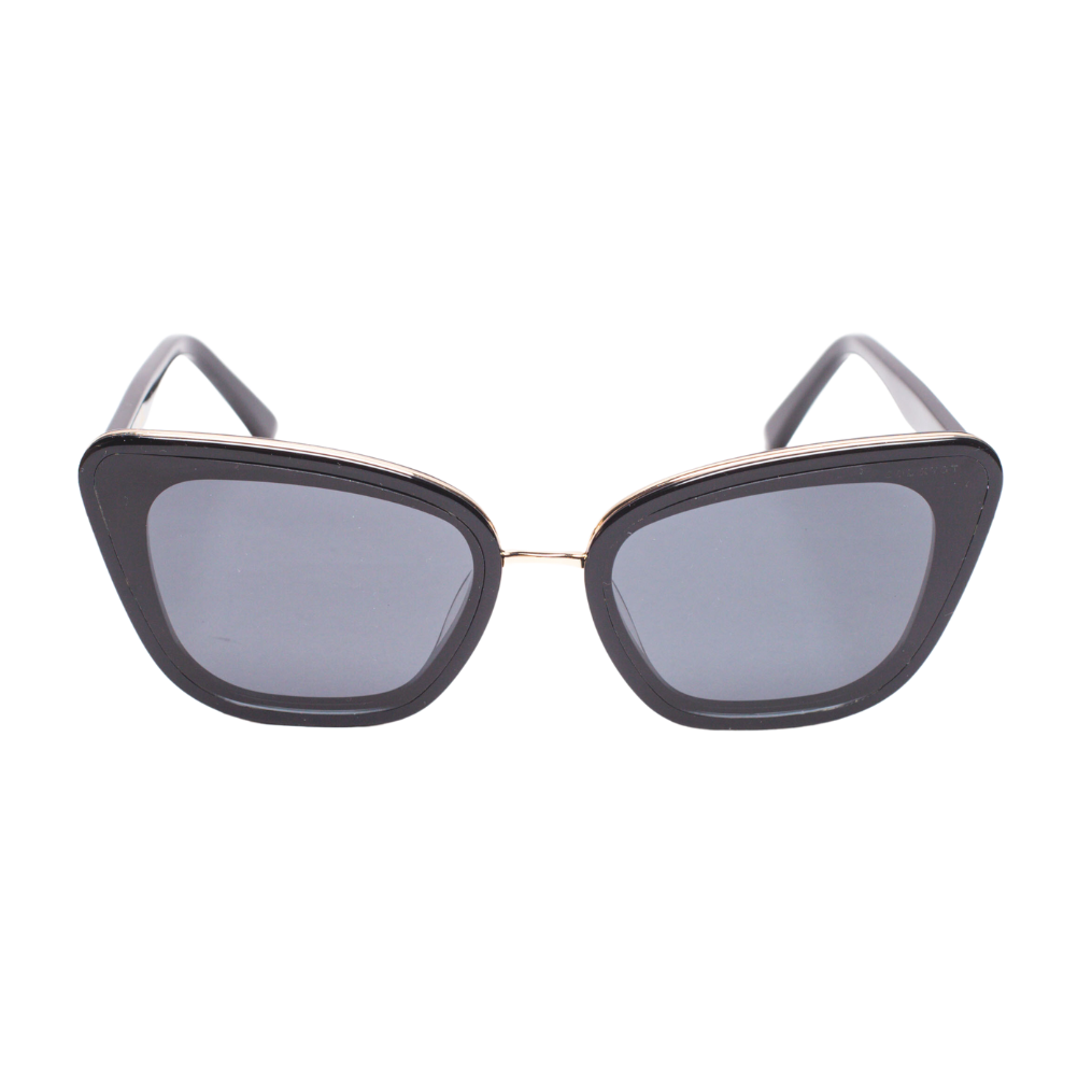 sunglasses, kyst eye, cats eye silhouette, black frame, wide face sunglasses