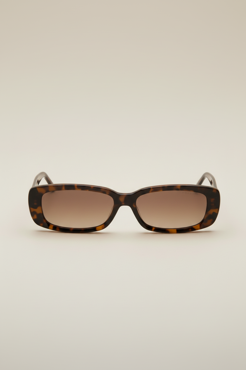 A pair of brown patterned sunglasses with a full frame design.