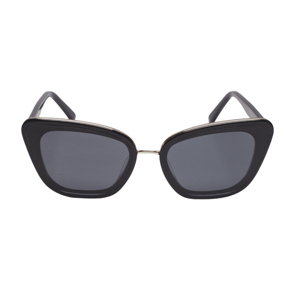 sunglasses, kyst eye, cat eye silhouette, black frame, wide face sunglasses, midi, wide face petite, slightly wider than standard, mini, smaller than standard